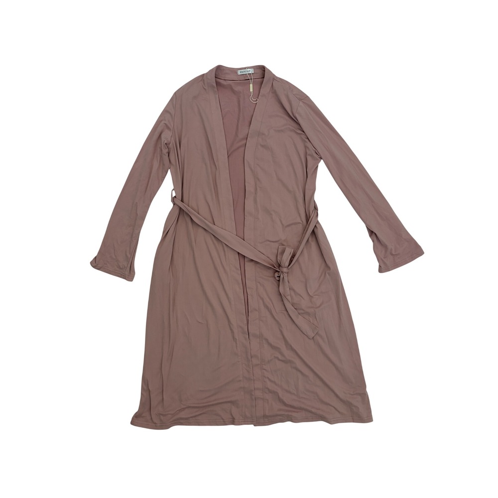 Ekouaer Womens Long Sleeve Robe Dusty Rose Lightweight Belted Loungewear M